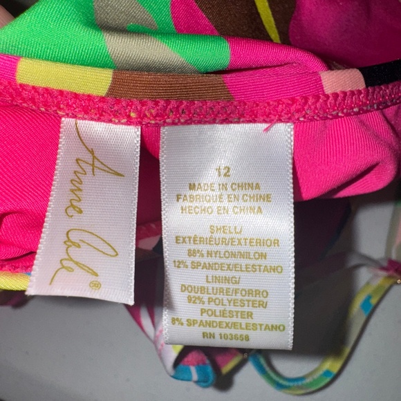 NEW Anna Cole Twist Front Shirred One Piece Swimsuit Cabana Party Size 12 - Picture 6 of 10